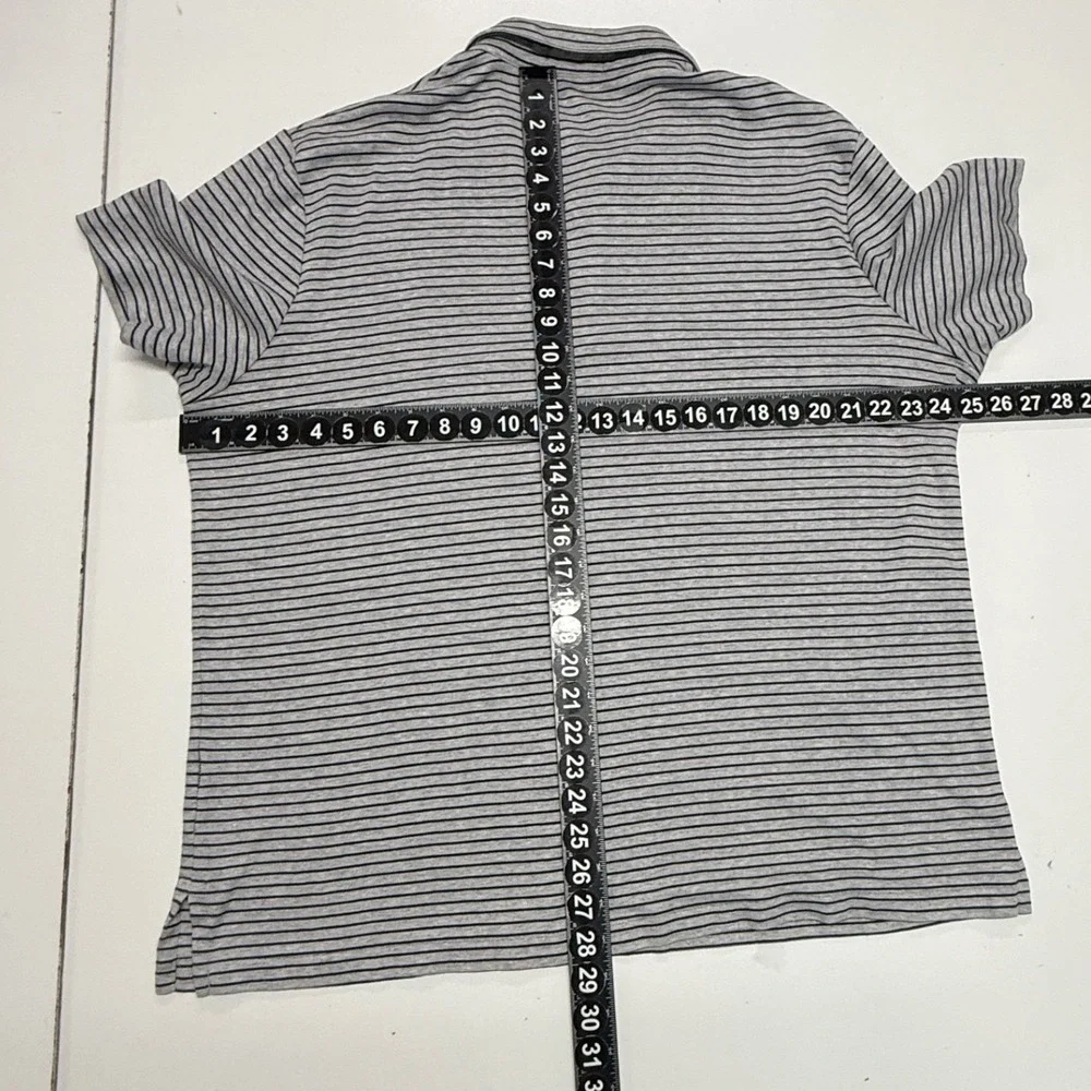 Polo Ralph Lauren Shirt Mens XL Grey Blue Striped Stretch Polo Short Sleeve Pony